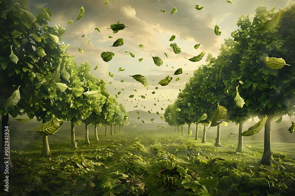 Fototapeta premium A Row of Trees in the Wind