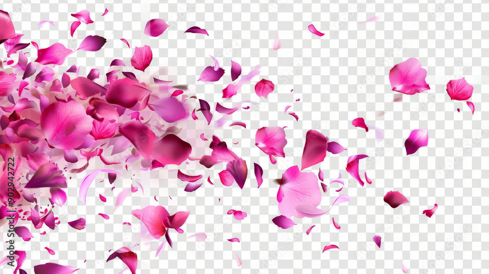 pink rose petals falling on white background isolated pink rose petals falling on white background isolated