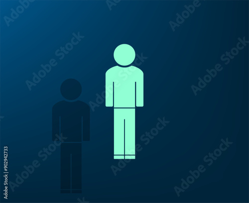 Vector illustration with shadow on blue background with gradient