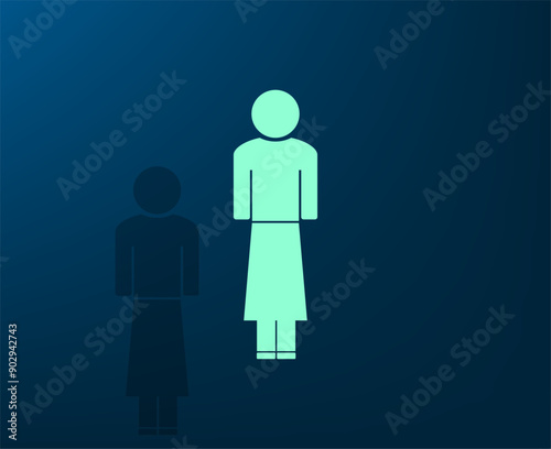 Vector illustration with shadow on blue background with gradient