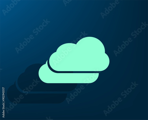 Vector illustration with shadow on blue background with gradient