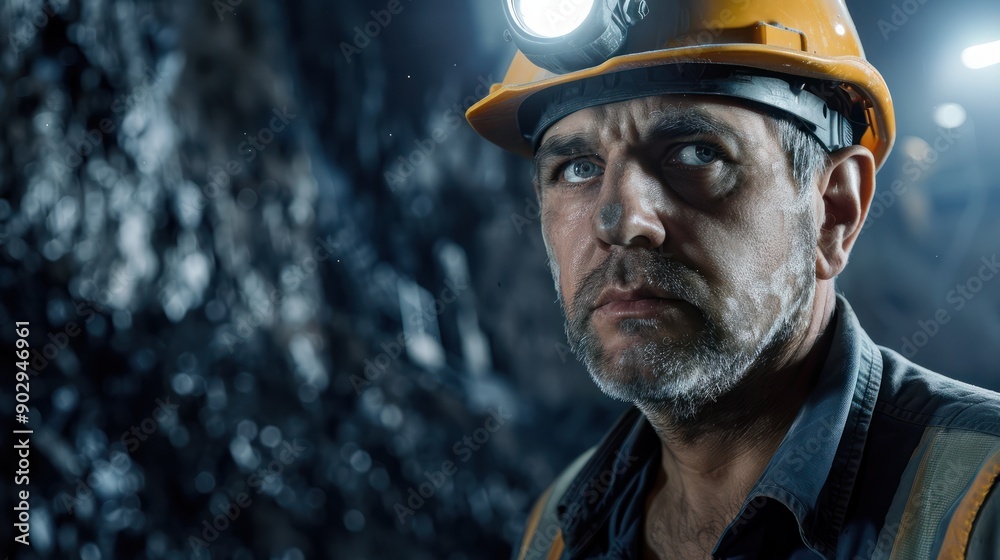 Fototapeta premium Male Mine worker at work portrait