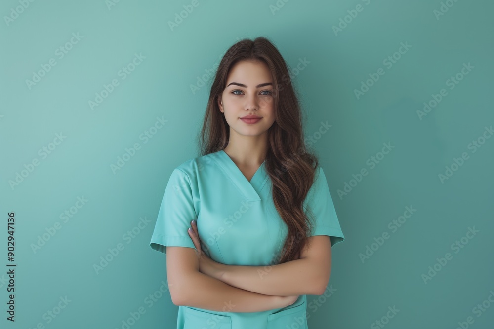 Nurse standing confidently in scrubs, with a stethoscope, ready to provide healthcare services at the hospital. Nurse standing confidently in scrubs, with a stethoscope, ready to provide healthcare services at the hospital.