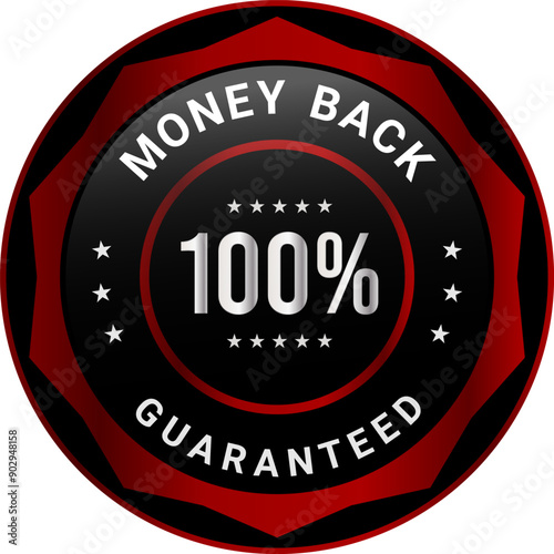 100% Money Back Guaranteed badges, symbol, icon. Money back guarantee logo