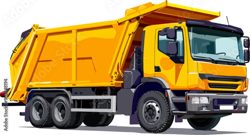 Bright Yellow Garbage Truck Illustration