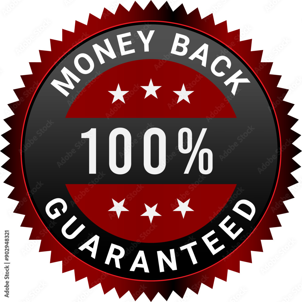 100% Money Back Guaranteed badges, symbol, icon. Money back guarantee logo 100% Money Back Guaranteed badges, symbol, icon. Money back guarantee logo