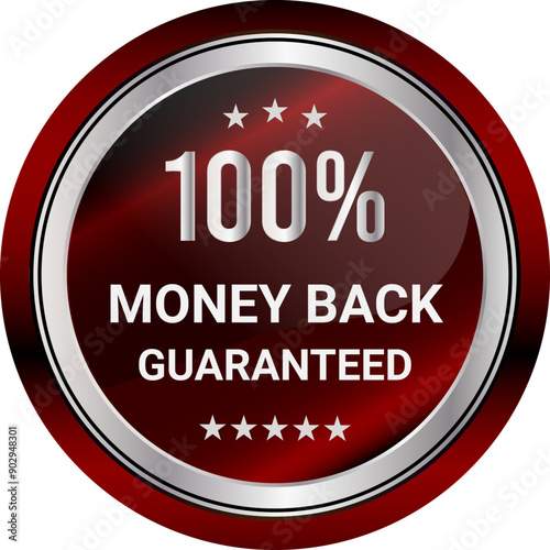 100% Money Back Guaranteed badges, symbol, icon. Money back guarantee logo