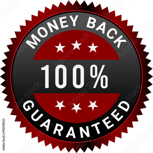 100% Money Back Guaranteed badges, symbol, icon. Money back guarantee logo