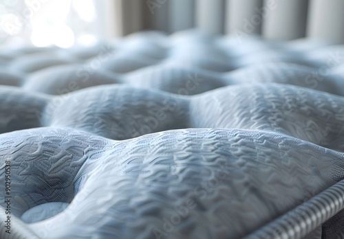 Mattress in bedroom with studio lighting. High resolution photography shows insanely detailed fine details. photo