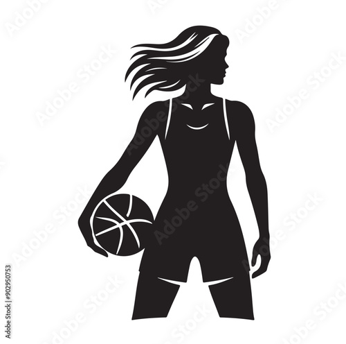 A black and white picture of a basketball player with the ball in his hand silhouette  