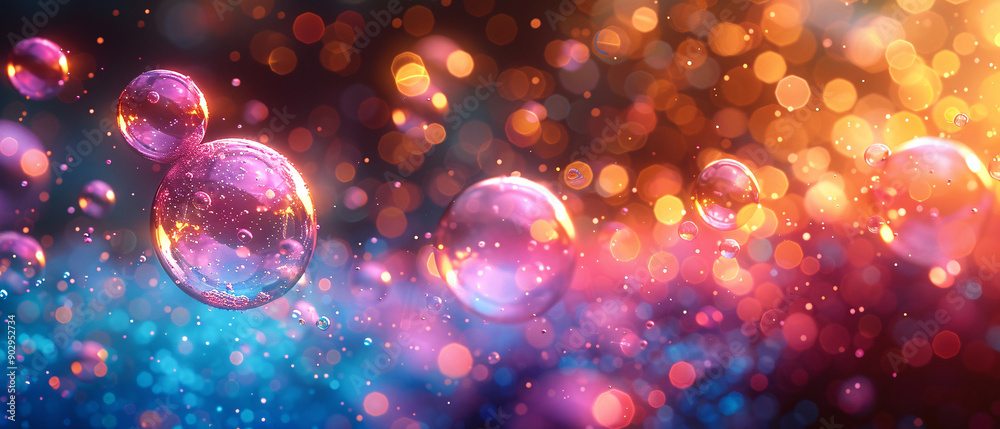 Abstract Macro Photography of Water Droplets and Colorful Bokeh Abstract Macro Photography of Water Droplets and Colorful Bokeh