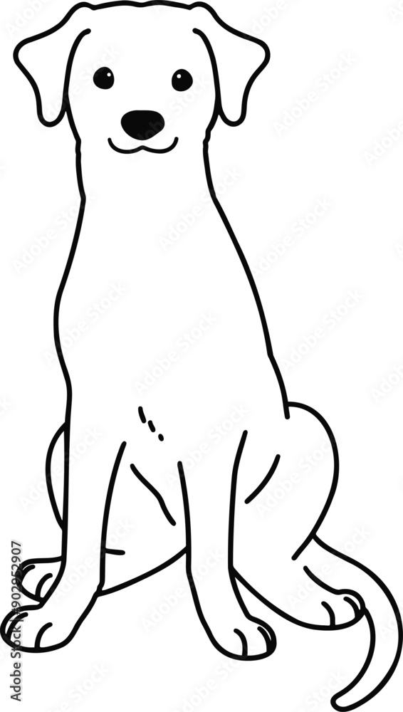 Simple and adorable Rhodesian Ridgeback sitting in front view outlines only Simple and adorable Rhodesian Ridgeback sitting in front view outlines only