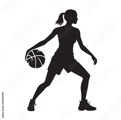 A black and white picture of a basketball player with the ball in his hand silhouette  