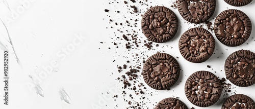 Cream and delicious cookies against a white background, Generative AI.