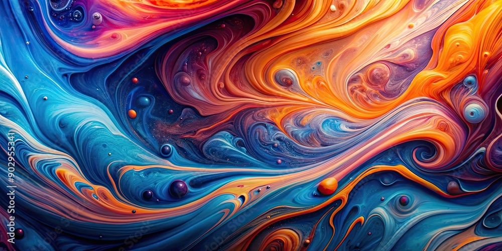 Abstract fluid art with swirling blue, pink, and orange colors blending seamlessly into a mesmerizing pattern , vibrant, vivid Abstract fluid art with swirling blue, pink, and orange colors blending seamlessly into a mesmerizing pattern , vibrant, vivid