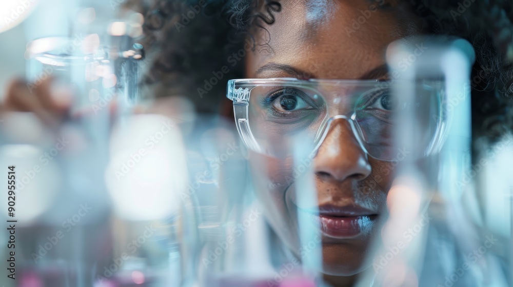 A scientist is working in a bright lab filled with glassware and various equipment, focusing intently on their task to contribute to scientific advancements and discoveries. A scientist is working in a bright lab filled with glassware and various equipment, focusing intently on their task to contribute to scientific advancements and discoveries.