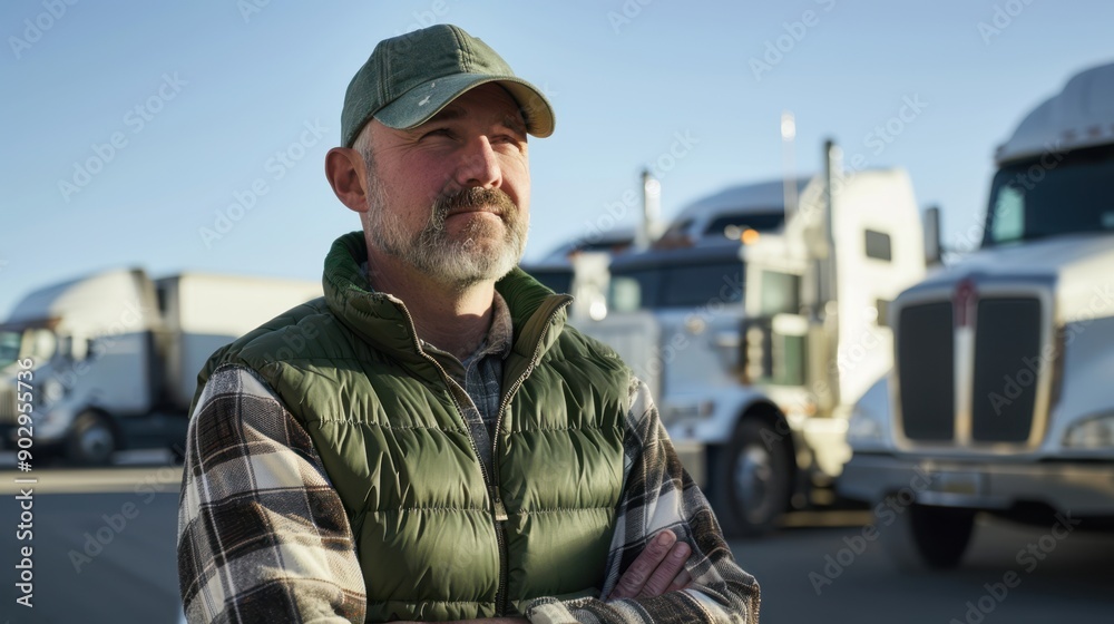 Fototapeta premium The Trucker With Trucks