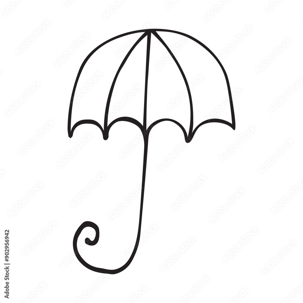 Vector umbrella in doodle style Vector umbrella in doodle style