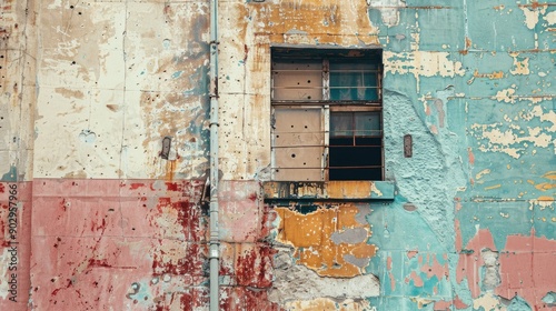 texture colored wall of an old building in a big city, generative ai