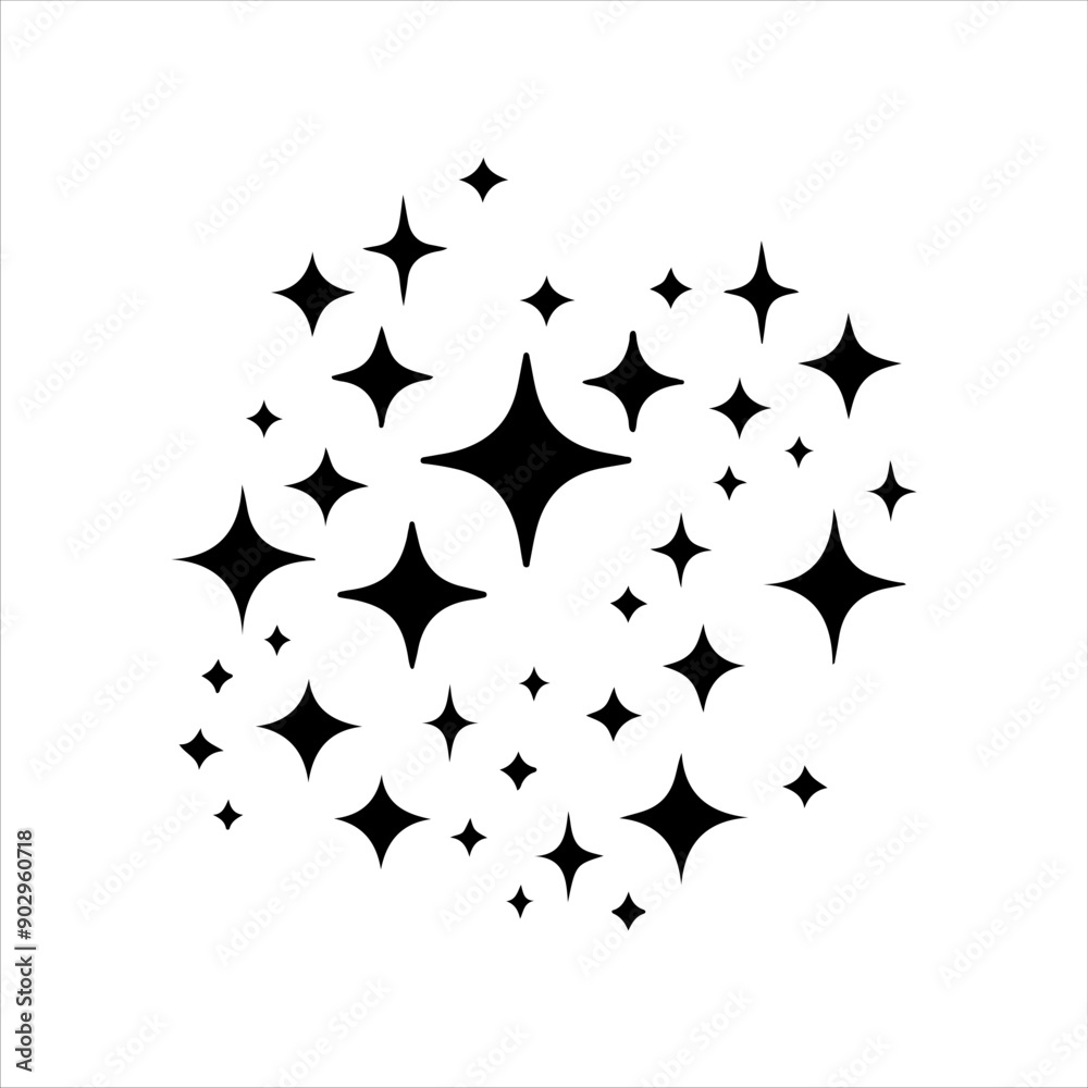 Shine stars icon vector silhouette on white background illustration design.
