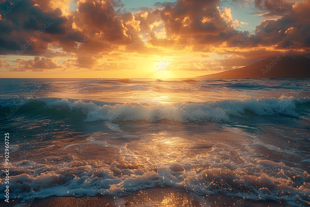 Breathtaking Sunset Over Tranquil Ocean Waves Breathtaking Sunset Over Tranquil Ocean Waves