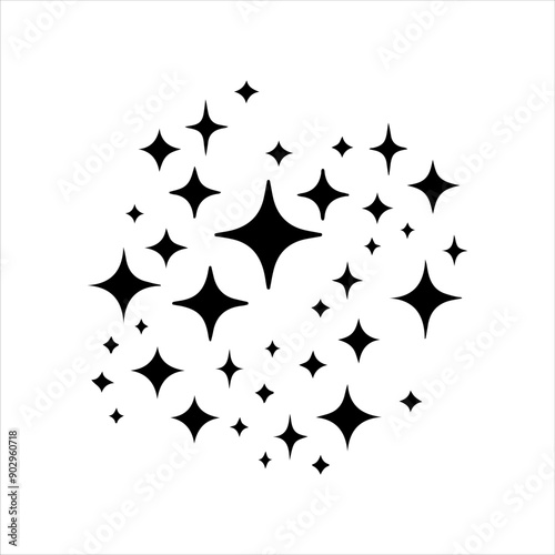 Shine stars icon vector silhouette on white background illustration design.
