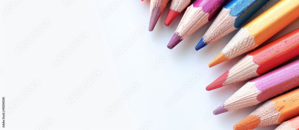 Fresh blurred pencils against a white backdrop with ample copy space image Fresh blurred pencils against a white backdrop with ample copy space image