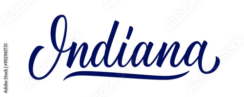 Indiana state hand lettering isolated on white background. Modern calligraphy for posters, cards, t-shirts, postcards, souvenirs and stickers. Vector illustration.