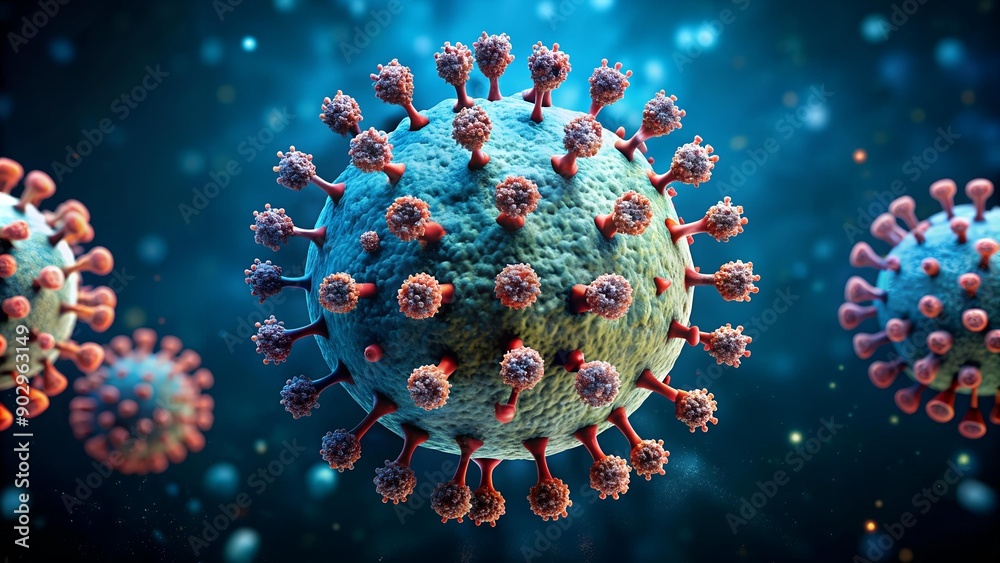 A Symphony of Spikes: A Detailed 3D Render of the Coronavirus AI generated A Symphony of Spikes: A Detailed 3D Render of the Coronavirus AI generated
