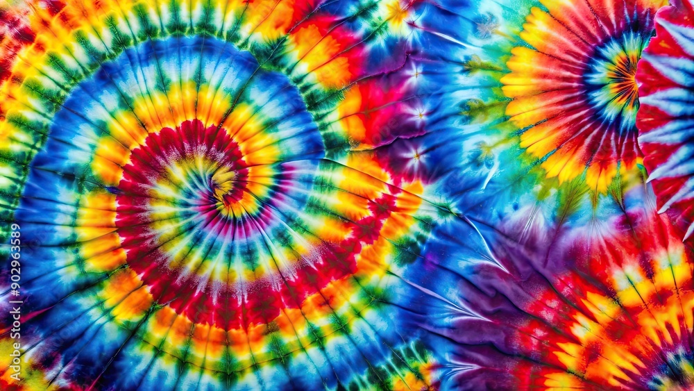 Obraz premium Bright and vibrant tie dye fabric with colorful patterns , tie dye, fabric, texture, colorful, vibrant, background, pattern