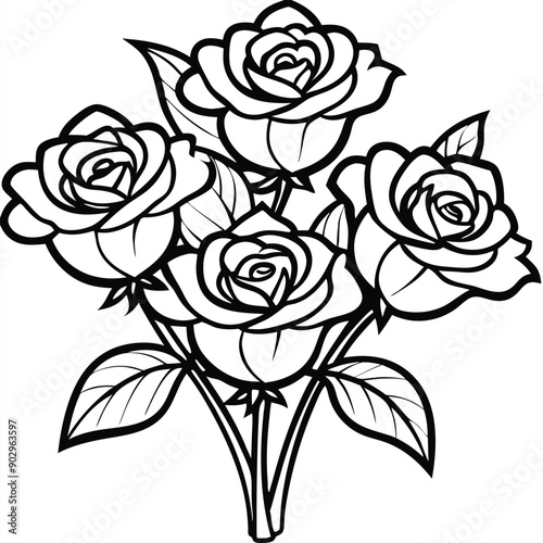 Wallpaper Mural Rose flower coloring book pages for children and adults Torontodigital.ca