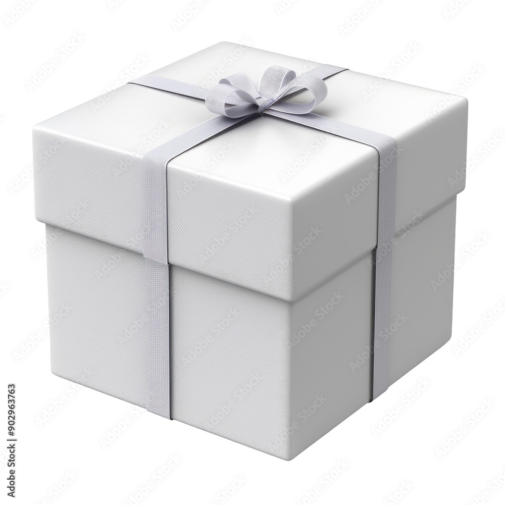 White Gift Box, Square box with ribbon bow, Elegant Presentation on a transparent background. White Gift Box, Square box with ribbon bow, Elegant Presentation on a transparent background.
