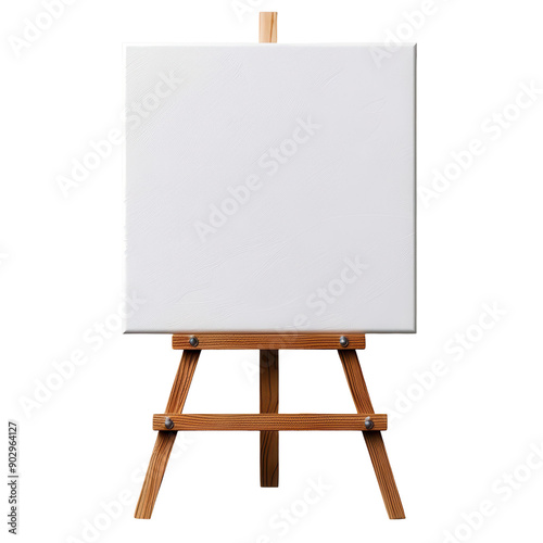 Blank Canvas, Wooden easel with a white canvas, Ready for Creativity on a transparent background.