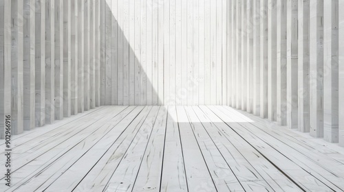 White striped wooden wall and floor use background texture copy space, generative ai © ImronDesign