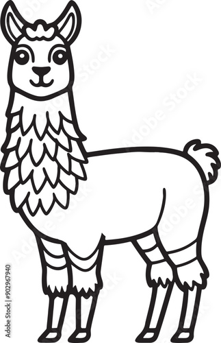 Llama / Alpaca silhouette is drawn with a stamp effect. Alpaca animal of South America. Vintage emblem. Design element for shop, market, packaging, labels, and logo poster. Vector illustration.