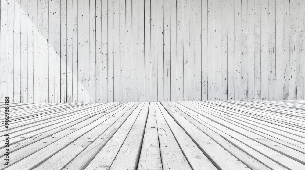White striped wooden wall and floor use background texture copy space, generative ai White striped wooden wall and floor use background texture copy space, generative ai