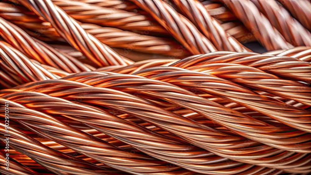 Close-up of copper wire cable, a raw material used in the energy industry, copper, wire, cable, industrial, electricity Close-up of copper wire cable, a raw material used in the energy industry, copper, wire, cable, industrial, electricity