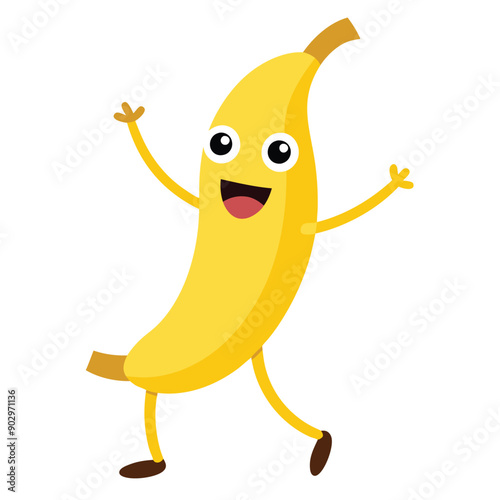a funny Banana, cartoon character, vector illustration, 