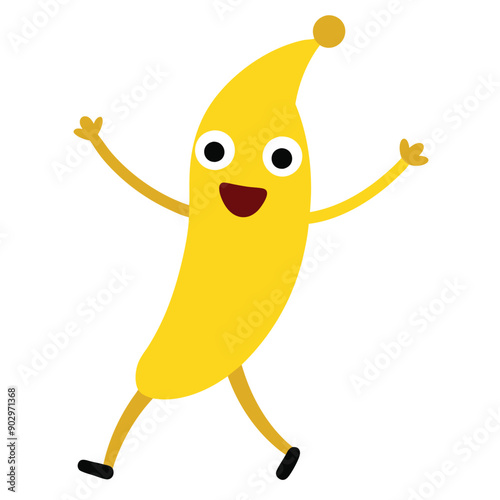 a funny Banana, cartoon character, vector illustration, 
