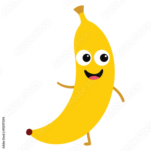 a funny Banana, cartoon character, vector illustration, 