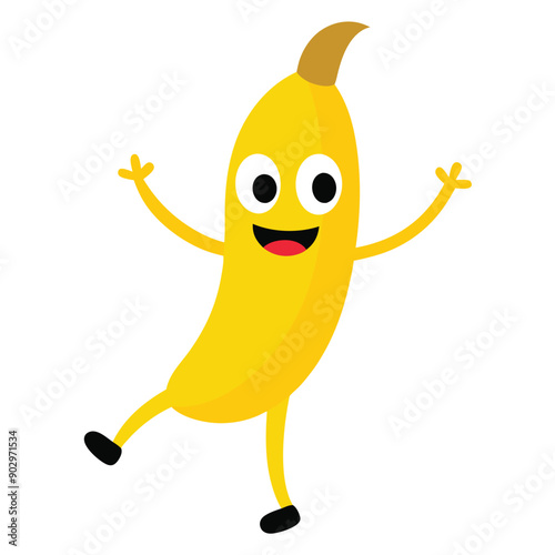 a funny Banana, cartoon character, vector illustration, 