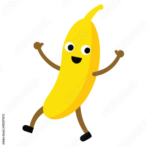 a funny Banana, cartoon character, vector illustration, 