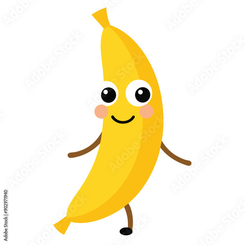 a funny Banana, cartoon character, vector illustration, 