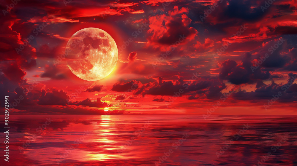 Dramatic sky with a round moon among seared clouds. Dramatic sky with a round moon among seared clouds.