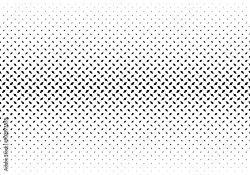 Geometric pattern of black rhombuses on a white background.Seamless in one direction.Average fade out.