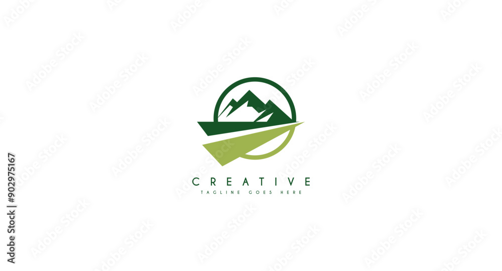Landscape mountain panorama view with road highway logo design vector illustration. Landscape mountain panorama view with road highway logo design vector illustration.