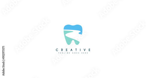 Dental with River logo design vector illustration.