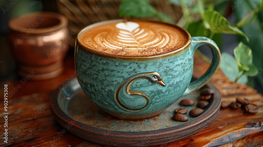 Artistic Cup of Coffee with Beautiful Latte Art Artistic Cup of Coffee with Beautiful Latte Art