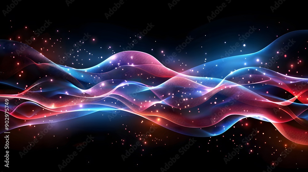 Obraz premium Vibrant Waves of Light and Color in a Cosmic Dance