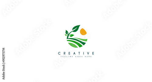 Garden, Farm with plant logo design vector illustration.